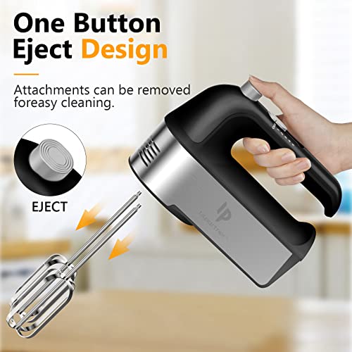 Electric Hand Mixer 450W with Scale Cup Storage Case Black - 5 Speeds & Accessories