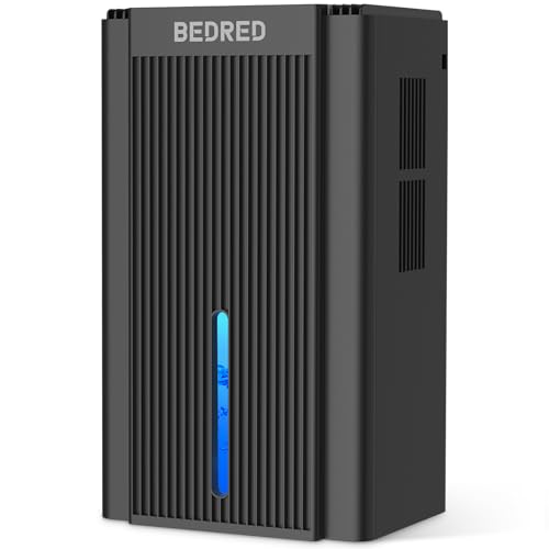 BEDRED 95OZ Black Dehumidifier for Home & Bedroom, Quiet Auto Shutoff & 7-Color Ambient Light