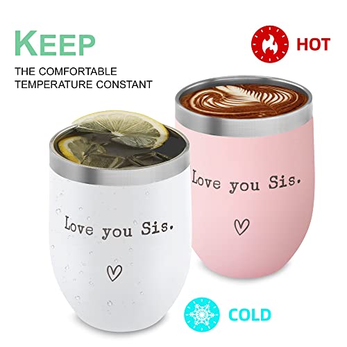 I Love You Sis Coffee Cup 12oz - Gifts for Sister (White) – Birthday, Graduation, Christmas