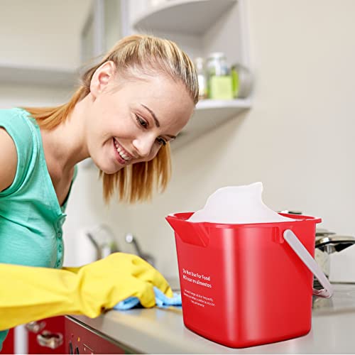 6 Pack Red 3 Quart Sanitizing Cleaning Buckets with Outlet & Handle