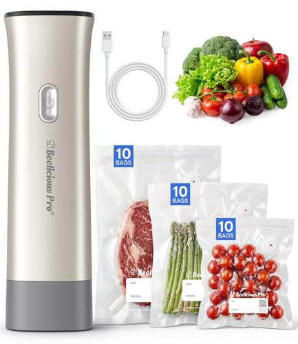 Beelicious Pro Handheld Cordless Food Vacuum Sealer with Reusable Bags