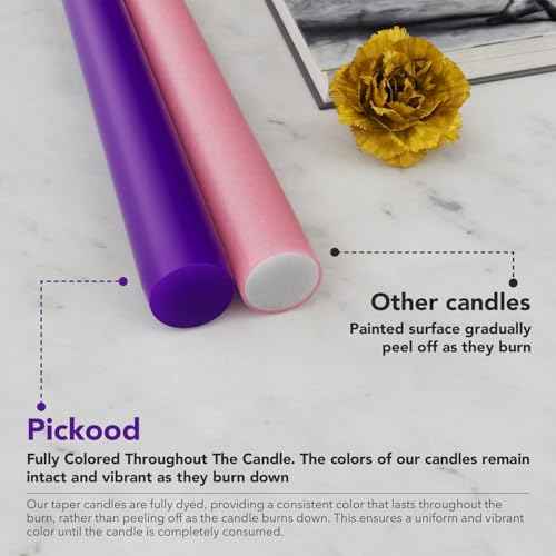 10-Inch Tall Dripless Advent Candles Set of 4, Tapered Candles, Perfect for Christmas - Smokeless, Unscented, Long Burning - Hand Poured, Colored Tall Candlesticks - Pink and Purple