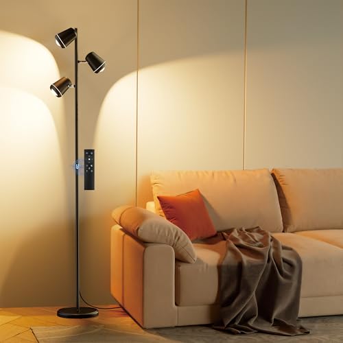 SIBRILLE 36W LED Tree Floor Lamp with Remote - Deep Black