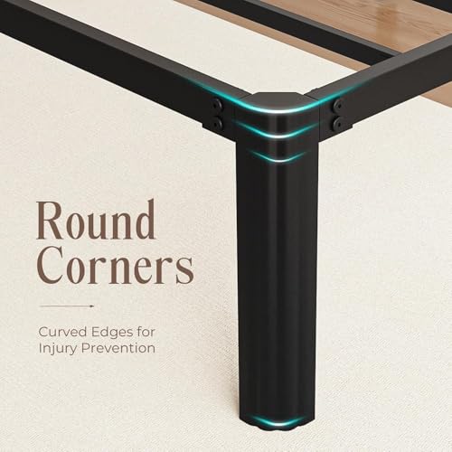 Black King Metal Bed Frame 14 Inch Heavy Duty Platform Bed No Box Spring Needed