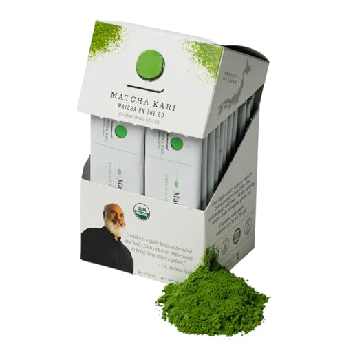 Organic Matcha Tea Sticks - 24 Pack | Ceremonial Grade, Single Serve, Travel Friendly