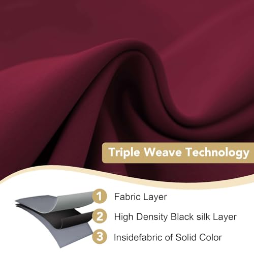 H.VERSAILTEX Burgundy Christmas Curtains 42x84 Inches - Pack of 2 Thermal Room Darkening Window Drapes