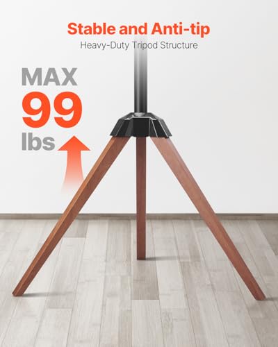 Tripod TV Stand for 40-65 Inch Flat & Curved Screens - Oak Legs, 99 lbs Support
