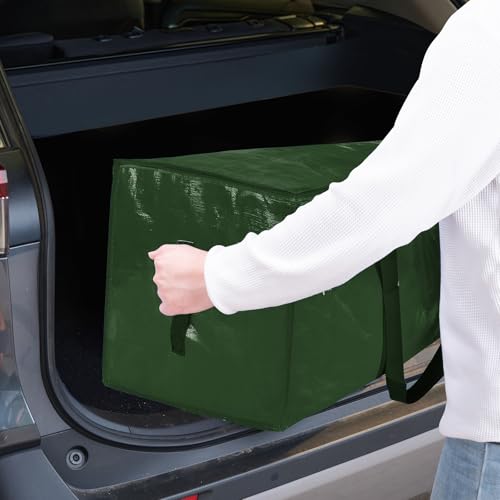 TICONN 8 Pack Extra Large Moving Bags Heavy Duty with Zippers & Carrying Handles, Durable Storage Bags Moving Boxes for Closet Organizers and Storage (8 Pack, Olive)