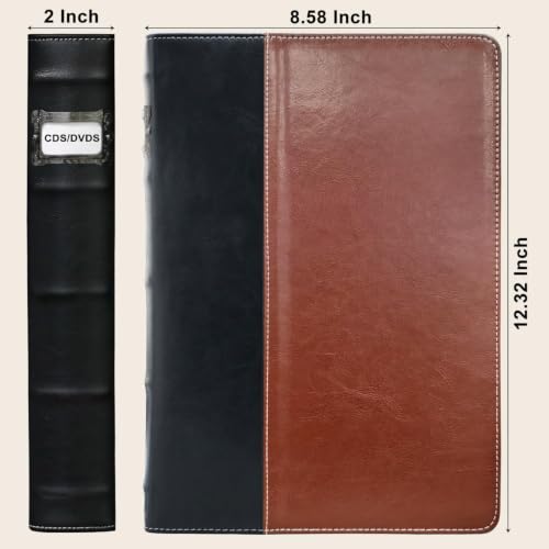 CD DVD Storage Binder with Zipper PU Leather Cover 3 Pack - Black Brown
