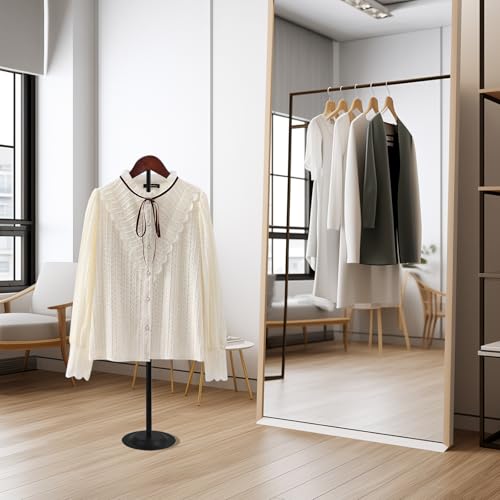 Adjustable T Shirt Display Stand with Wooden Hanger - Black, Pack of 4