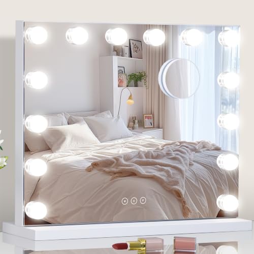 Vanity Mirror with Lights 19.7" x 16.6" White Dimmable LED Makeup Mirror with Touch Control