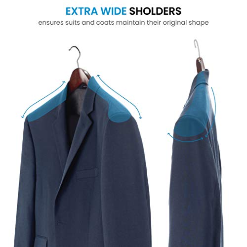 Cherry Wood Wide Shoulder Hangers - Heavy-Duty Suit & Coat Hangers, 6 Pack