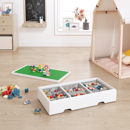 Kids Construction Play Table with Lego Compatibility & Storage Bins