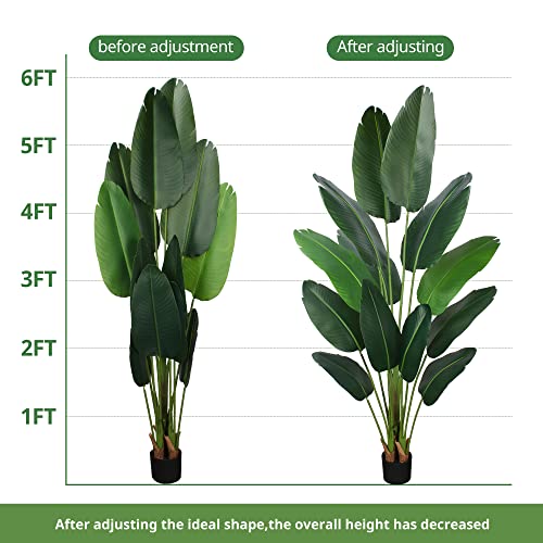 6 Ft Artificial Bird of Paradise Plant - Faux Indoor & Outdoor Tree with Plastic Pot