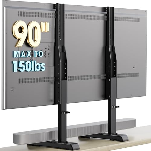 AX WABER Adjustable TV Stand for 37-86 Inch Flat & Curved TVs, Steel Base with Cable Management, Supports up to 150 lbs