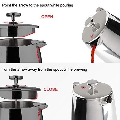 50-Ounce French Press Coffee Maker Stainless Steel Insulated with Extra Screen