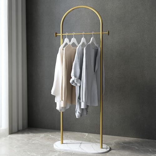 BUZUEY Gold 23.62in Freestanding Clothing Rack with Marble Base - Modern Garment Stand for Small Spaces