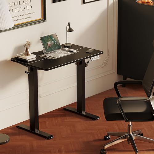 Black Electric Standing Desk 32x19 Inch Compact Height Adjustable Workspace