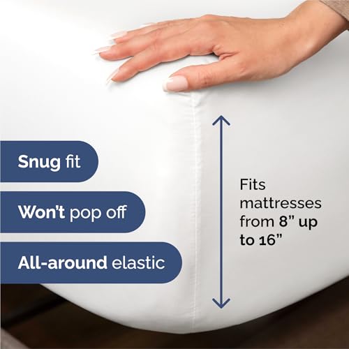 Split King Size 5-Piece Bed Sheet Set - Breathable Cooling Microfiber - White, Variation 01