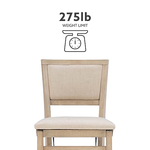 Natural Rustic Wooden Folding Counter Stool with Beige Upholstery - 25 Inch Seat Height - Variation of THIS listing