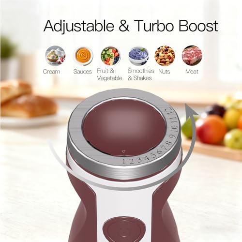 Red 5-in-1 Immersion Hand Blender Set - 400W Variable Speed Kitchen Stick