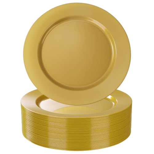 Bright Gold 50 Pack 12 Inch Plastic Charger Plates - Elegant Tableware