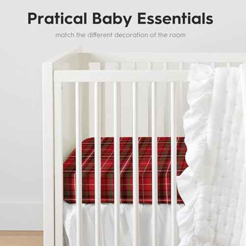 Horaldaily 2 Pack Fitted Crib Sheet for Boys Girls,Christmas Soft Breathable Washable Jersey Microfiber Baby Crib Sheet, Fits Standard Size Crib Mattress 28in x 52in, Trees Nursery Sheet Red/Red