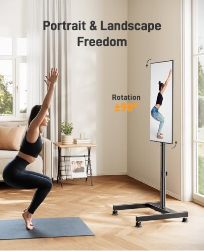 Floor TV Stand with Mount for 26-50 Inch TVs - Adjustable, Rotatable & Tiltable, Up to 55 Lbs, PGFS12 - for 26"-50" Screens
