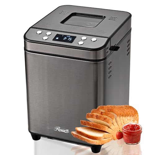Rosewill 25-in-1 Automatic Bread Maker Gray, 2LB Large Capacity, 700W Dual Heaters