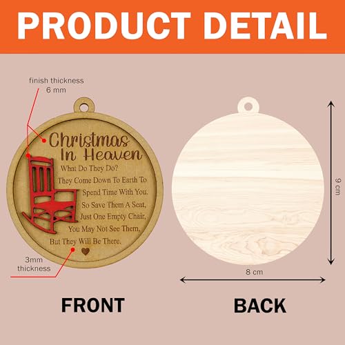 Christmas in Heaven with Chair Ornaments, Memorial Christmas Ornaments, Christmas Memorial Keepsake, for Grandma Grandpa Mom Dad.