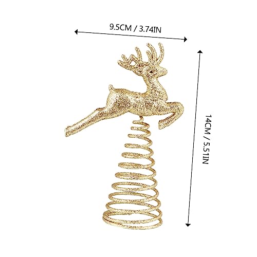 Golden 1pc Reindeer Christmas Tree Topper - SHOWERORO Deer Treetop Ornament