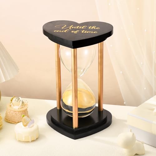 Unity Sand Ceremony Set Black Gold Retro Wedding Hourglass with Vases & Sand - Elegant Gift