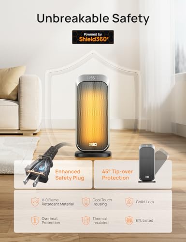 DREO Silver 1500W Portable Space Heater with Remote for Indoor Use