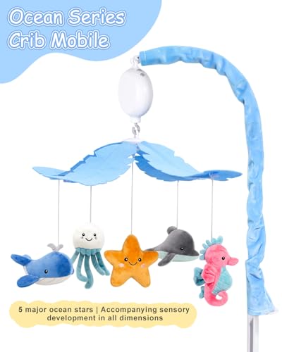 Baby Crib Mobile with 35 Lullabies & Ocean Theme, Adjustable Volume & 3 Rotation Modes