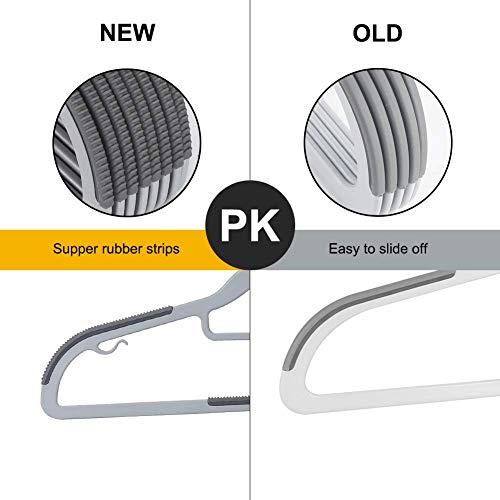Gray Plastic Clothes Hangers 50 Pack Non-Slip Space-Saving Heavy Duty