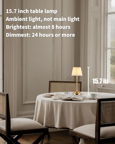 KDG Gold & Beige Cordless LED Table Lamps Set of 2, Rechargeable Touch-Control Desk Lights