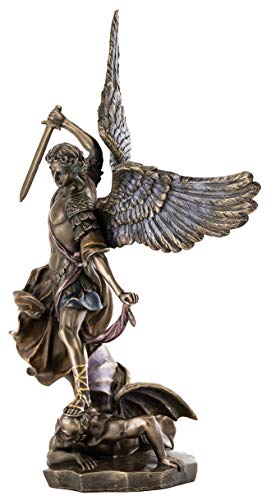 Archangel St. Michael Statue - 14.5-Inch Cold Cast Bronze Religious Figurine