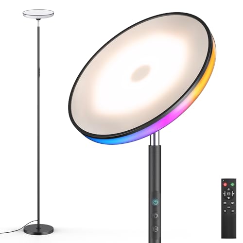 WOWLUMEN UFO Torchiere Floor Lamp RGB Black - 42W 3700LM Ambient & Main Lighting