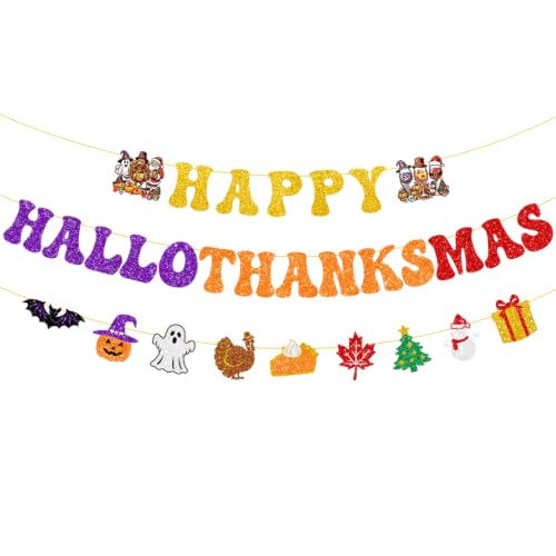 Holiday Banner Set for Christmas Halloween Thanksgiving Party Decorations