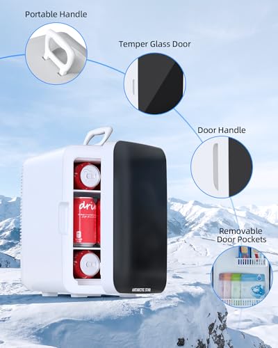 Antarctic Star 10L White Compact Mini Fridge - Portable Small Refrigerator