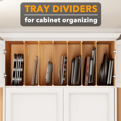 SpaceAid 6 Pack Cabinet Tray Dividers for Bakeware and Trays, Natural, 23.5"D x 23.7"H