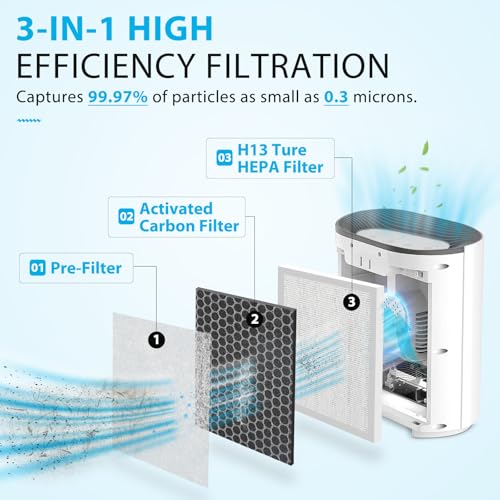 HEPA Air Filter Replacement for Pure Enrichment 3-in-1 Air Purifier PEAIRFIL 4-Pack