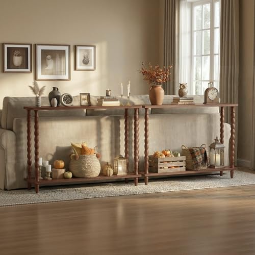 HOOBRO Walnut 39.4'' Mid-Century Console Table with Storage - Entryway & Living Room