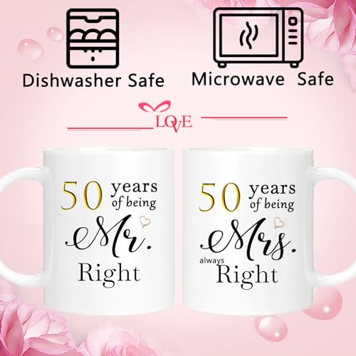 50 Year Anniversary Coffee Mug Gifts Set of 2 with Gift Box Packaging (50th) ERYUWOZA
