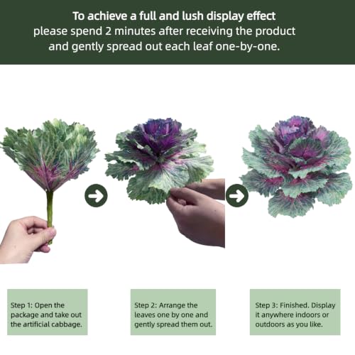 Purple Faux Cabbage for Outdoor Planters - 11.8 Inch Fall Decor (2 Pack)