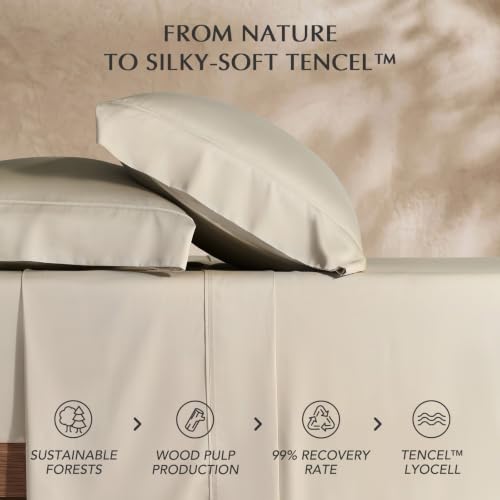 EverGrace Queen Tencel™ Sheet Set - Bone, Breathable & Cooling Bedding