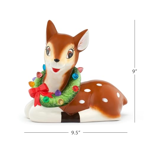 Mr. Christmas 9in Nostalgic Ceramic Lit Reindeer – Brown