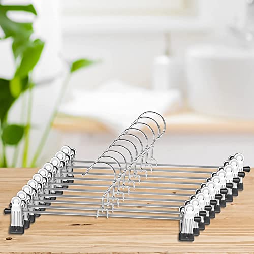 50 Pack Metal Pants Hangers with Clips - Adjustable, Space Saving for Men Women Kids