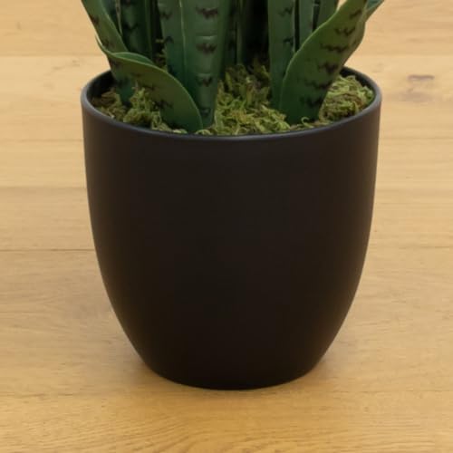 Artificial Snake Plant 35in with Black Planter - Faux Indoor Decor