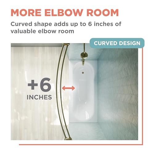 Zenna Home Gold Double Curved Shower Curtain Rod 50-72 Inch No Drill Tension Mount